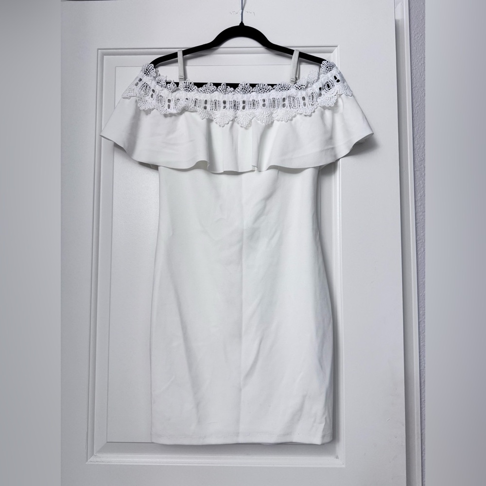 BCX Off shoulder White Dress with Lace Detail